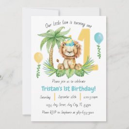 Lion Safari 1st Birthday Invitation Kaart