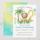 Lion Safari 2nd Birthday Invitation Kaart (Voorkant / Achterkant)