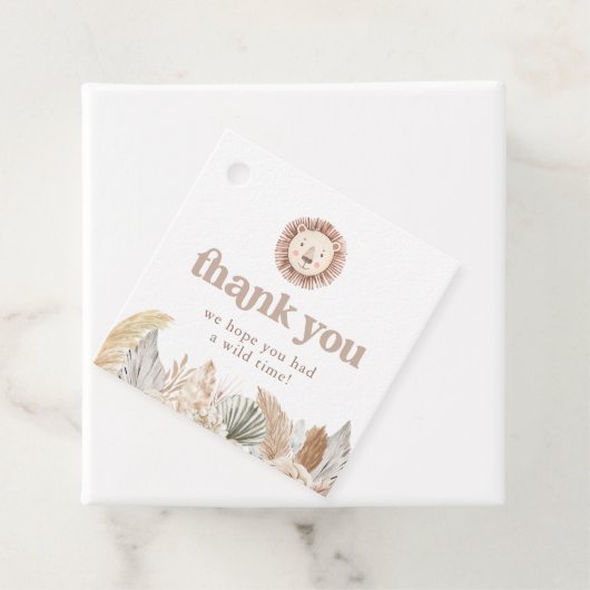 Lion Safari Neutral verlaat verjaardag Bedankjes Labels (In situ)
