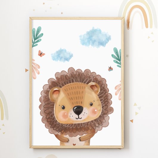 Lion Safari Nursery Poster Kinder Room Print