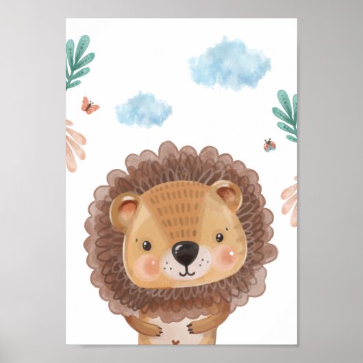 Lion Safari Nursery Poster Kinder Room Print (Voorkant)
