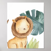 Lion Safari Oerwoud Baby Nursery Print (Voorkant)