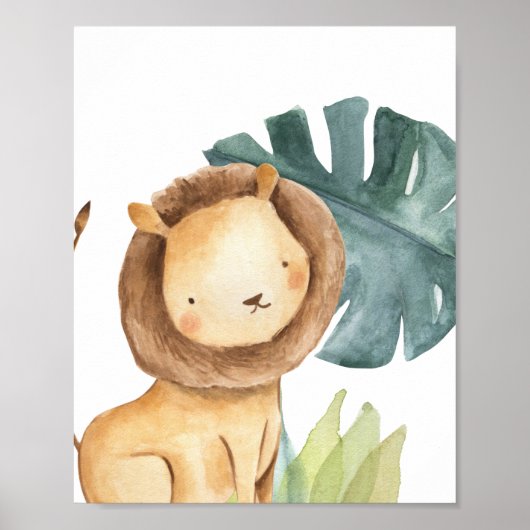 Lion Safari Oerwoud Baby Nursery Print (Voorkant)