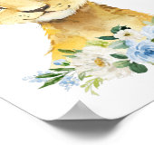 Lion, Safari, Oerwoud, Blue Flowers, Boy Nursery Poster (Hoek)