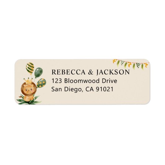 Lion Safari Oerwoud Party Return Address Stickers (Voorkant)