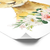 Lion, Safari, Oerwoud, Roze Bloemen, Meisjessery Foto Afdruk (Hoek)