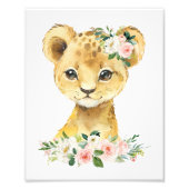 Lion, Safari, Oerwoud, Roze Bloemen, Meisjessery Foto Afdruk (Voorkant)