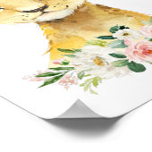 Lion, Safari, Oerwoud, Roze Bloemen, Meisjessery Poster (Hoek)
