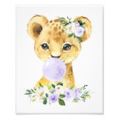 Lion, Safari, Paarse Bubble Gum, Genderneutraal Foto Afdruk (Voorkant)
