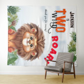 Lion Safari Twee Wilde Kinderen Verjaardag Achterg Wandkleed (In Situ (horizontaal))