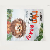 Lion Safari Twee Wilde Kinderen Verjaardag Achterg Wandkleed (Voorkant (horizontaal))