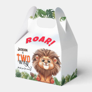 Lion Safari Twee Wilde Kinderen Verjaardag Favorie Bedankdoosjes