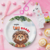 Lion Safari Twee wilde kinderen verjaardag Papieren Bordje (Feest)