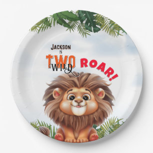 Lion Safari Twee wilde kinderen verjaardag Papieren Bordje