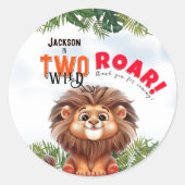 Lion Safari Twee wilde kinderen verjaardag Ronde Sticker (Voorkant)