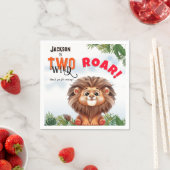 Lion Safari Twee wilde kinderen verjaardag Servet (Insitu)