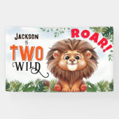 Lion Safari Twee wilde kinderen verjaardag Spandoek (Horizontaal)