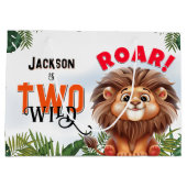 Lion Safari Twee Wilde Kinderen Verjaardagsfeest Groot Cadeauzakje (Achterkant)