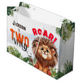 Lion Safari Twee Wilde Kinderen Verjaardagsfeest Groot Cadeauzakje (Voorkant Gekanteld)