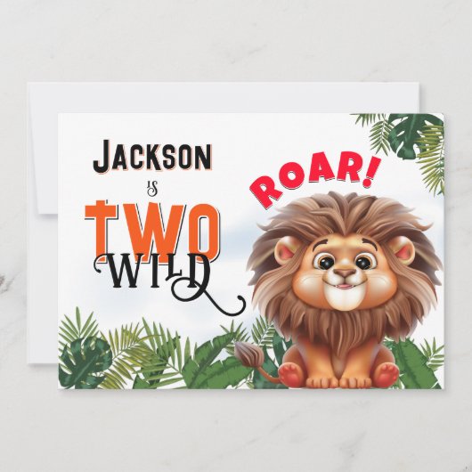 Lion Safari Twee Wilde Kinderen Verjaardagsfeest Kaart (Voorkant)