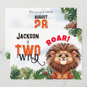 Lion Safari Twee Wilde Kinderen Verjaardagsfeest Kaart