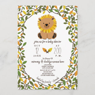Lion Safari Vines Baby shower Greenery Kaart