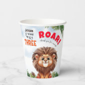 Lion Safari Wild en drie kinderen jarig Papieren Bekers (Achterkant)