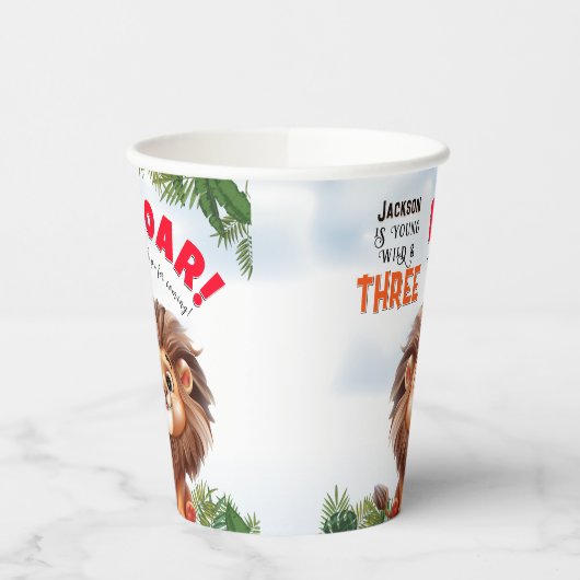 Lion Safari Wild en drie kinderen jarig Papieren Bekers (Links)