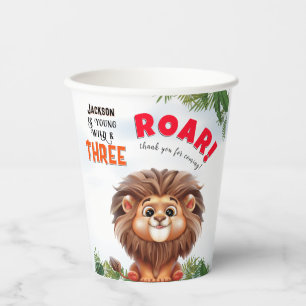 Lion Safari Wild en drie kinderen jarig Papieren Bekers