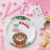 Lion Safari Wild en drie kinderen jarig Papieren Bordje (Feest)