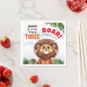 Lion Safari Wild en drie kinderen jarig Servet (Insitu)