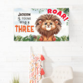 Lion Safari Wild en drie kinderen jarig Spandoek (Insitu)