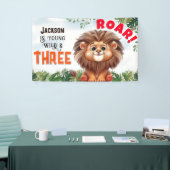 Lion Safari Wild en drie kinderen jarig Spandoek (Beurs)