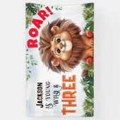 Lion Safari Wild en drie kinderen jarig Spandoek (Verticaal)