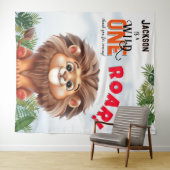 Lion Safari Wild One Kids Verjaardag Achtergrond Wandkleed (In Situ (horizontaal))