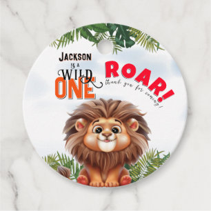 Lion Safari Wild One Kids Verjaardag Bedankjes Labels