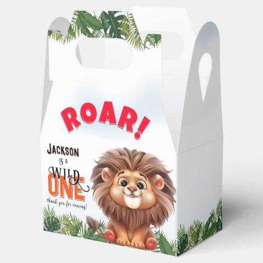 Lion Safari Wild One Kids Verjaardag Favoriet Box Bedankdoosjes (Geopend)