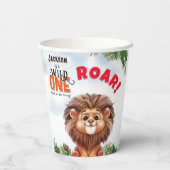 Lion Safari Wild One Kids Verjaardag Papieren Bekers (Achterkant)