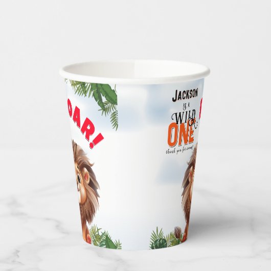 Lion Safari Wild One Kids Verjaardag Papieren Bekers (Links)
