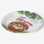 Lion Safari Wild One Kids Verjaardag Papieren Bordje (Gekanteld)