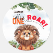 Lion Safari Wild One Kids Verjaardag Ronde Sticker (Voorkant)