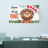 Lion Safari Wild One Kids Verjaardag Spandoek (Beurs)