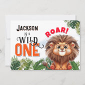 Lion Safari Wild One Kids Verjaardagsfeest Kaart (Voorkant)