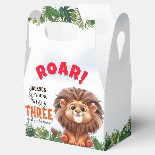 Lion Safari Wild & Three Kids Verjaardag Favoriet  Bedankdoosjes (Geopend)