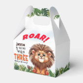 Lion Safari Wild & Three Kids Verjaardag Favoriet  Bedankdoosjes (Voorkant Zijde)