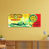 Lion Salmon can LabelWrangell, AK Canvas Afdruk (Insitu (Woonkamer))