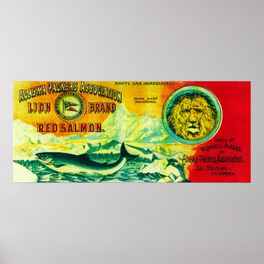 Lion Salmon can LabelWrangell, AK Poster (Voorkant)
