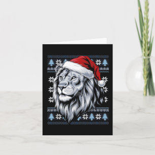 Lion Santa Hat Lelijke Kersttrui Leeuwenliefhebber Kaart