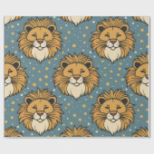 Lion schattige cartoon patroonillustratie cadeaupapier (Vlak)