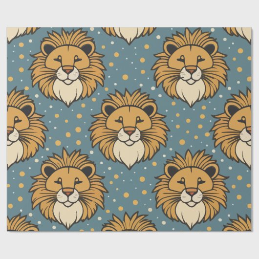 Lion schattige cartoon patroonillustratie cadeaupapier (Vlak)